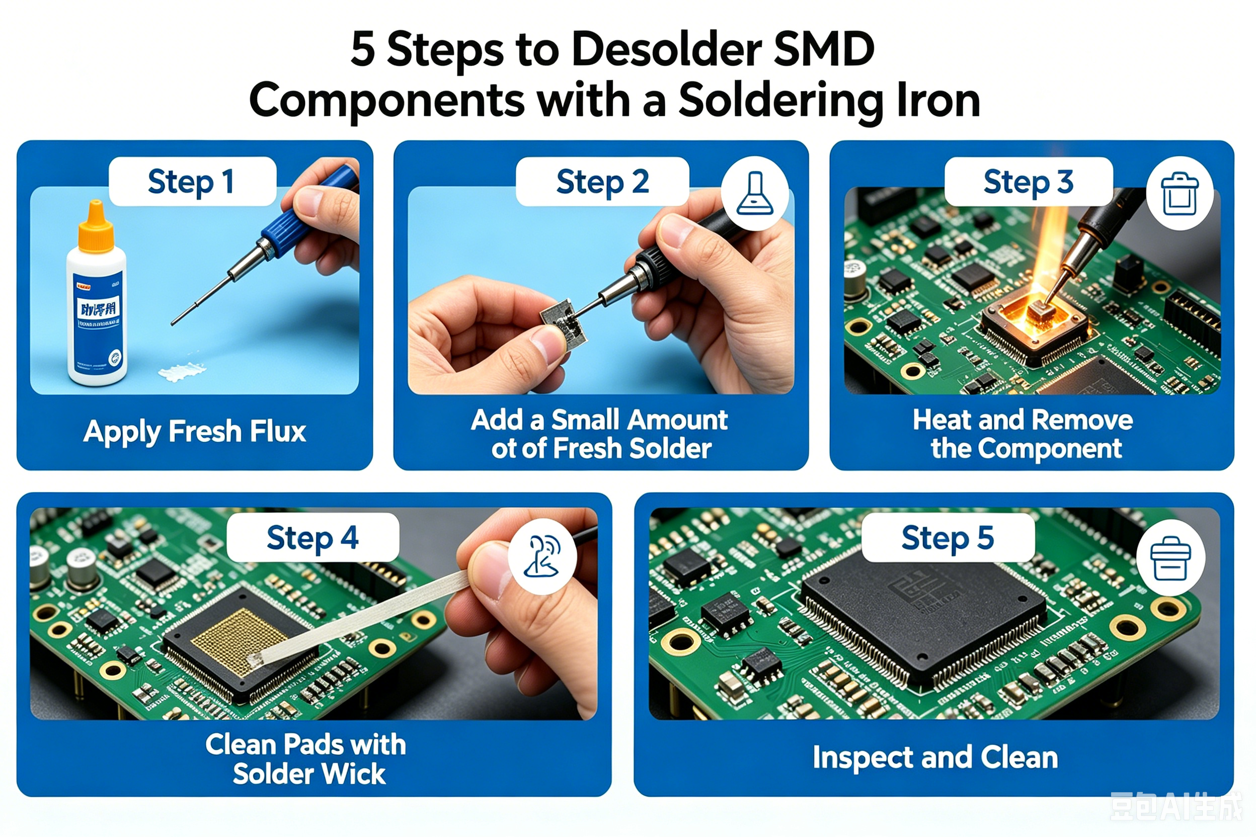 specific steps for desoldering SMD components