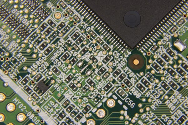 Top view of PCB fiducial marks