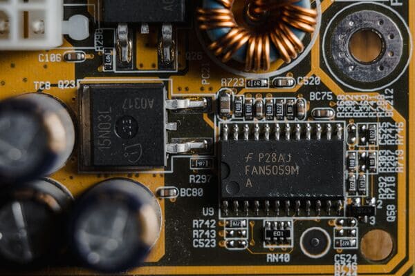 Automotive PCB board with electronic components for electric vehicle applications