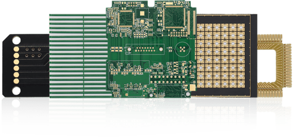 Various PCB types with FR?4, polyimide and Rogers high?frequency materials