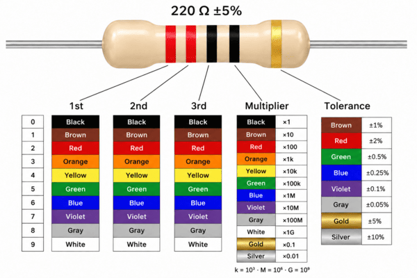 220 Ohm resistor color code