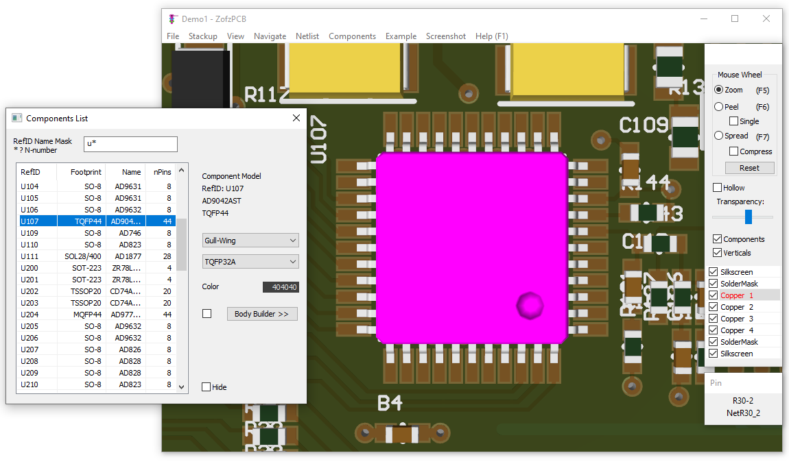ZofzPCB viewer 3D layer peeling interface for PCB layer-by-layer inspection