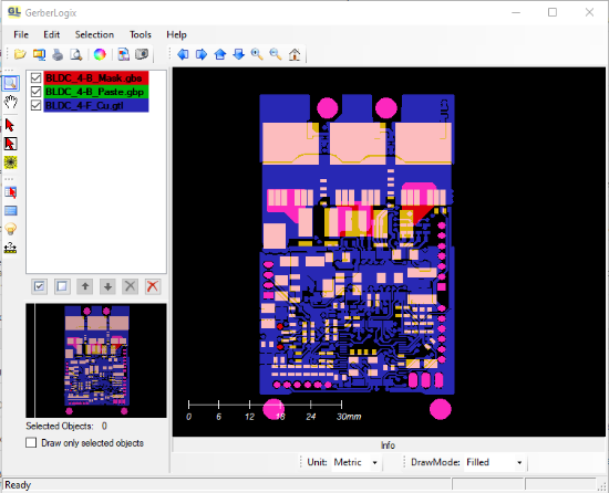 GerberLogix Windows desktop Gerber viewer with multi-layer PCB visualization and layer control pane